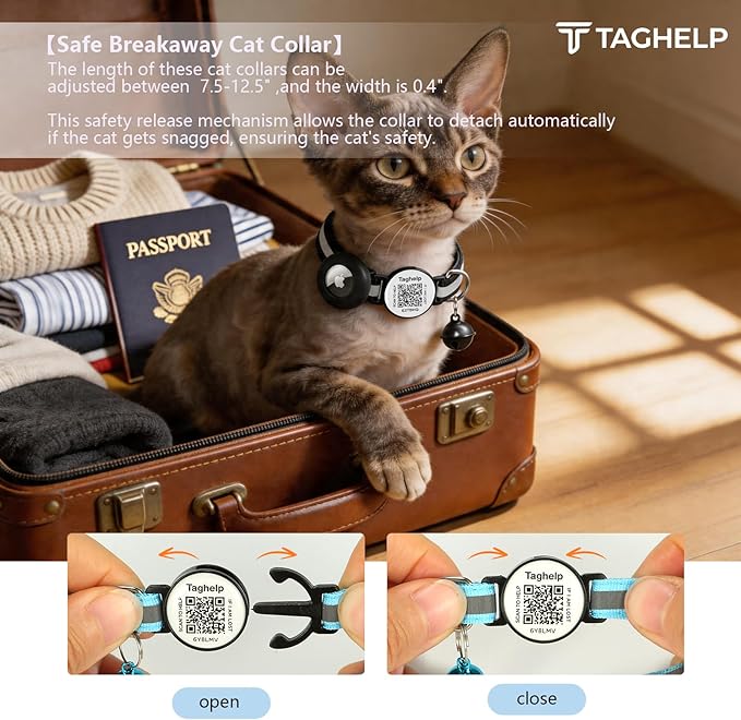 3 Pack Airtag Cat Collar Breakaway with Bell,Reflective Kitten Collar with Apple Airtag Cat Collar Holder,Adjustable,Safety Buckle for Girl Boy Cats,Pet Supplies,Gifts (Black & Blue & Pink)