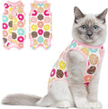Coppthinktu Cat Recovery Suit Female Cats Onesie for Cats, Breathable Cat Surgery Suit for Surgical Abdominal Wounds Skin Diseases, Cute Kitten Spay Recovery Suit E-Collar Alternative Anti Licking