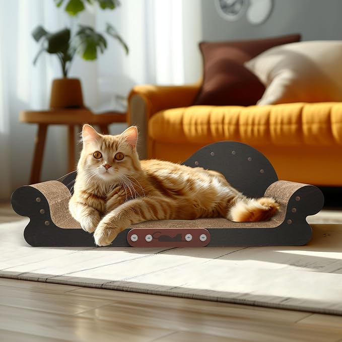 ComSaf Large Cat Scratcher Bed - 26" Cat Scratching Board Cat Couch Scratcher Cardboard, Durable Scratch Lounge Bed, Long Lasting Scartching Pads for Indoor Cats, Furniture Protector