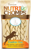 NutriChomps Dog Chews, 6-inch Braids, Easy to Digest, Long Lasting, Rawhide-Free Dog Treats, Healthy, 4 Count, Real Milk flavor