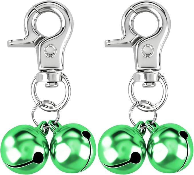 EXPAWLORER Pet Bells for Dog Cat Collar Charm - 2 Pack Cat Collar Accessories Bells Loud, Pet Jingle Ornament Training Pendant Neck Decoration, Tracker for Saving Birds, Green
