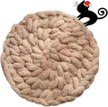 Cat Self-Warming Knitted Bed Mat, Extra-Soft Warm Round Washable Pads Cushions for Indoor Kittens & Kitty Small Pets Cat Trees (Oatmeal,Medium)