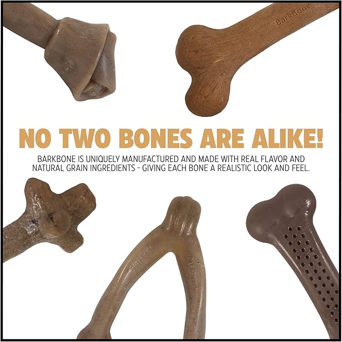 Pet Qwerks Wishbone BarkBone - Nylon Chew Toy for Aggressive Chewers - Bacon Flavor - 5.38"