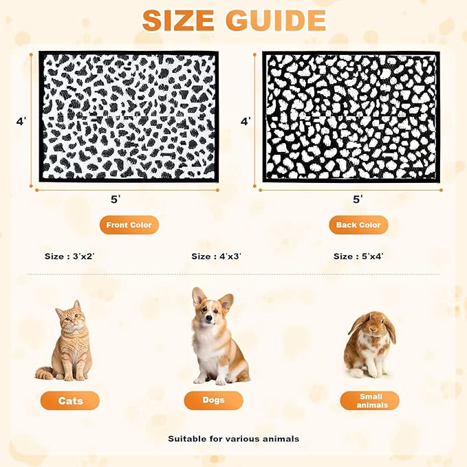 5x4 Feet Cat Bed Mats, Stain-Resistant, Washable and Easy to Clean, Reversible for Double-Sided Use, Convenient Design, Suitable for Both Outdoor and Indoor