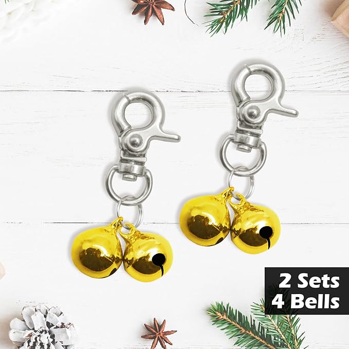 EXPAWLORER Pet Bells for Dog Cat Collar Charm - 2 Pack Cat Collar Accessories Bells Loud, Pet Jingle Ornament Training Pendant Neck Decoration, Tracker for Saving Birds, Gold