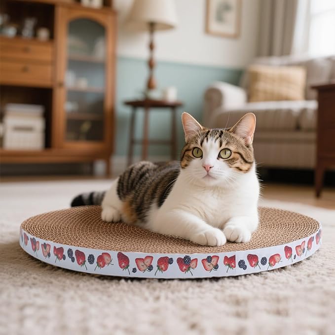 Round Cat Scratcher Pad 10 inch Diameter 3/5 inch Thickness Scratch Replacement Refill Scratching Board Cat scratchers for Indoor Cats (2 Pc)