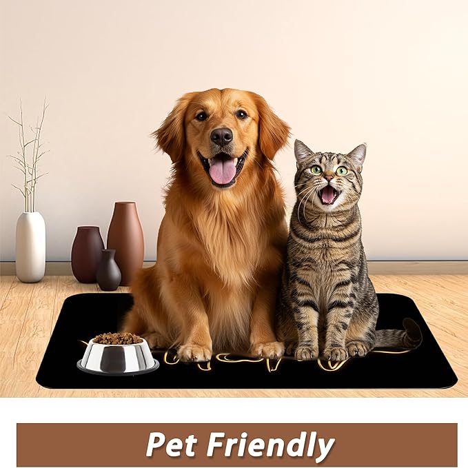 Dog Mom Food Mat for Floors,Absorbent Quick-Dry Pet Feeding Mat,Cat Dog Bowl Mats for Food and Water,Non-Slip Pet Accessories Supplies 12"x20"