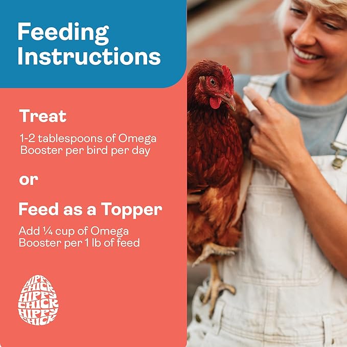 Hippy Chick Egg Booster for Chickens – Omega-3 Vitamin Supplement for Laying Hens – Egg & Feather Health Support – Natural Poultry Treat and Layer Feed Additive – 2.5 lb Bag