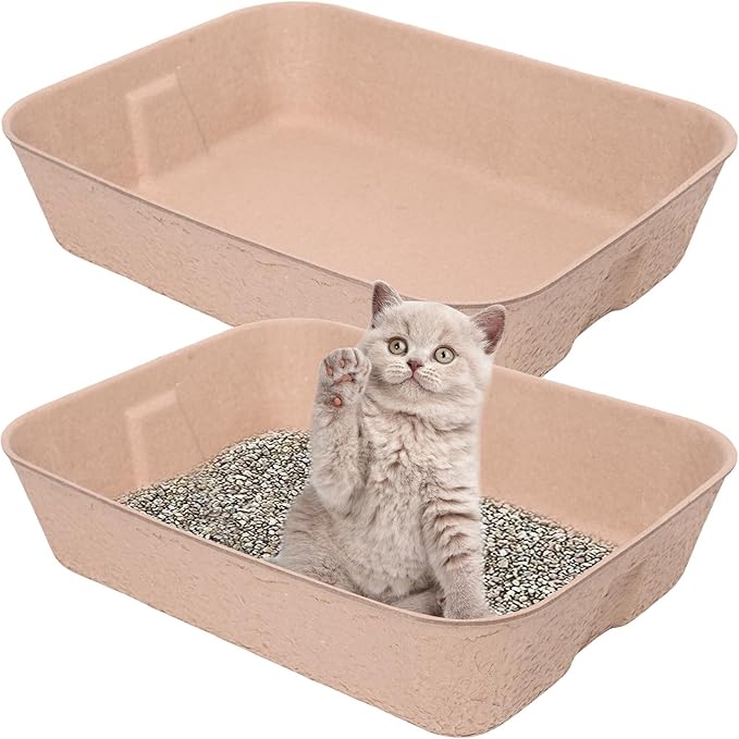 2 Pack Disposable Cat Litter Box, Travel Litter Box,Eco Friendly 100% Recycled Paper