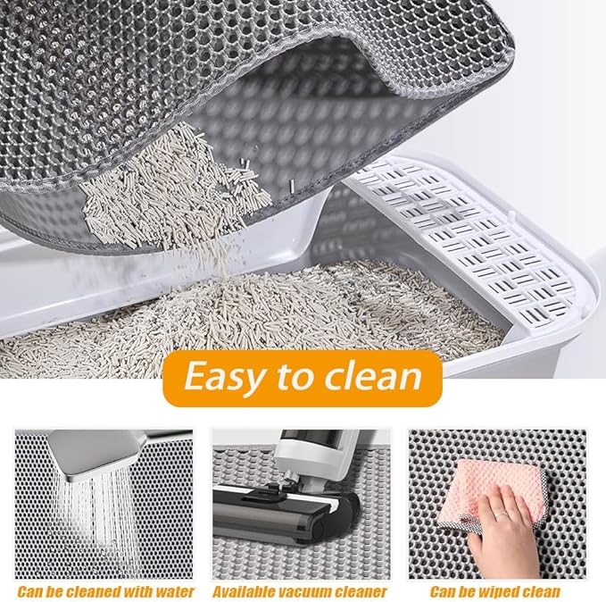 Large Cat Litter Mat, 46x28 Inches Extra Large Double Layer Honeycomb Cat Litter Trapping Mat, Non Slip Waterproof Urine Proof Mat, Scratch Resistant Durable Litter Rug