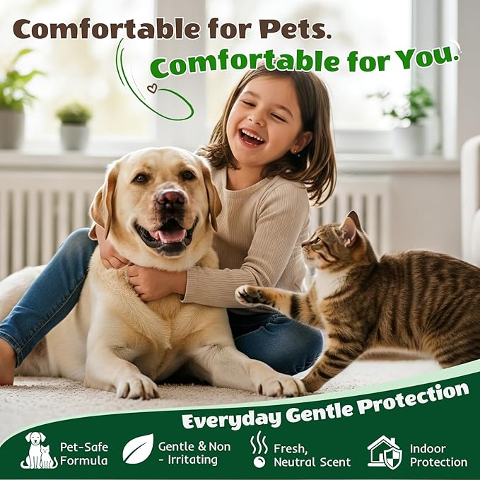 Flea & Tick Spray for Dogs & Cats, Plant-Based Formula with Lemongrass, Spearmint & Clove, Removes & Repels Fleas, Ticks, Mites, Lice & Mosquitoes, Gentle Daily Protection for Home & Pets
