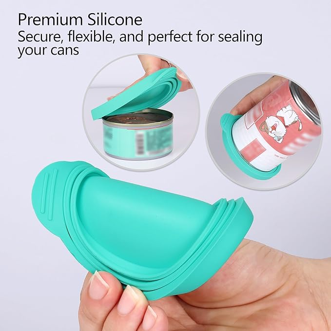 Silicone Pet Food Can Covers - Airtight Lids for Dog & Cat Wet Food Storage, Bone Appetit Food Savers for Freshness (Aqua Saltwater 2 Pack)