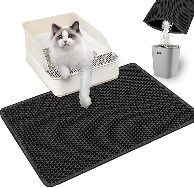 Cat Litter Mat Double Layer Litter Trapping Mat Kitty Litter Box Mat 23.4x14.7 inch Water Proof Cat Litter Catching Mat