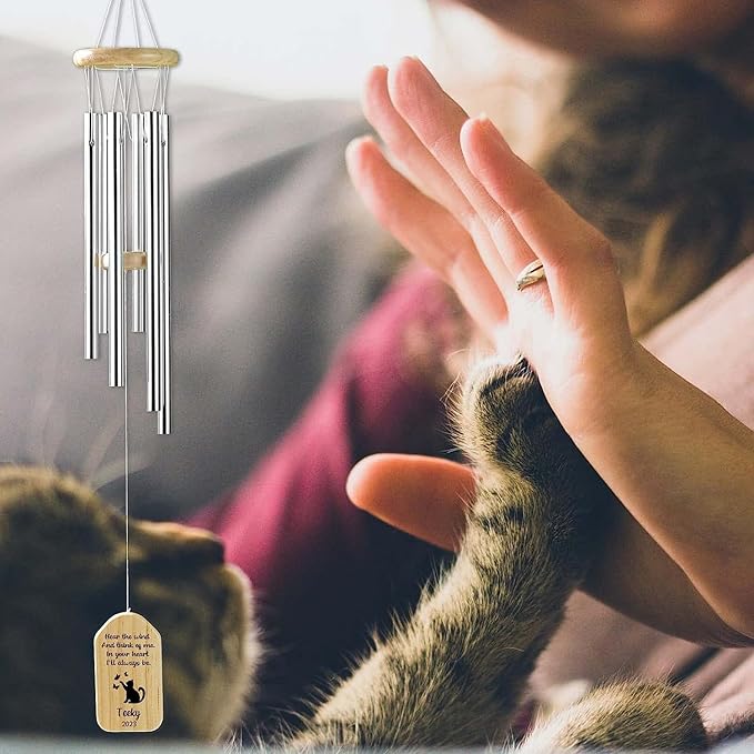 Personalized Cat Memorial Wind Chime, Custom Pet Name Birthday, Loss of Cat Sympathy Reminder Gifts, Customized Thoughtful Sweet Keepsake, Bereavement Gift for Pet Passing Away Funeral