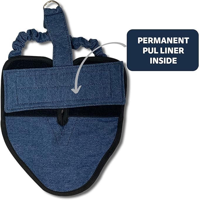 Hen Holster Premium Starter Kit - Bird Diaper, Wrap Around for Hens, Roosters, Ducks - Leak-Proof, Comfortable Bird Harness with Sewn-in Liner, Secure Hook & Loop Closure - S/M, Denim
