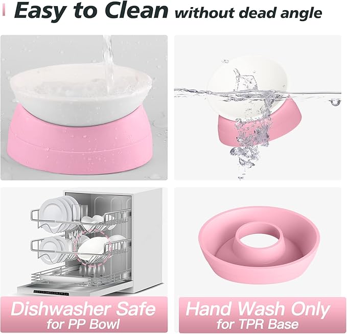 Cat Bowls Elevated Cat Food Bowl Adjustable Cat Dish Anti-Slip and Anti-Noise Raised Cat Bowl Protecting Pet’s Spine Thickened Plastic Bowl Suitable for Indoor Cats, 17 Oz