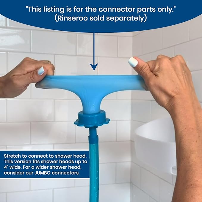 Rinseroo Replacement Shower Hose Connectors (3 pack) for Rinseroo- Slip-on Handheld Water Hose Attachment/Faucet Adapter for Shower & Sink, Detachable Shower Sprayer (NOT FOR TUB VERSION)