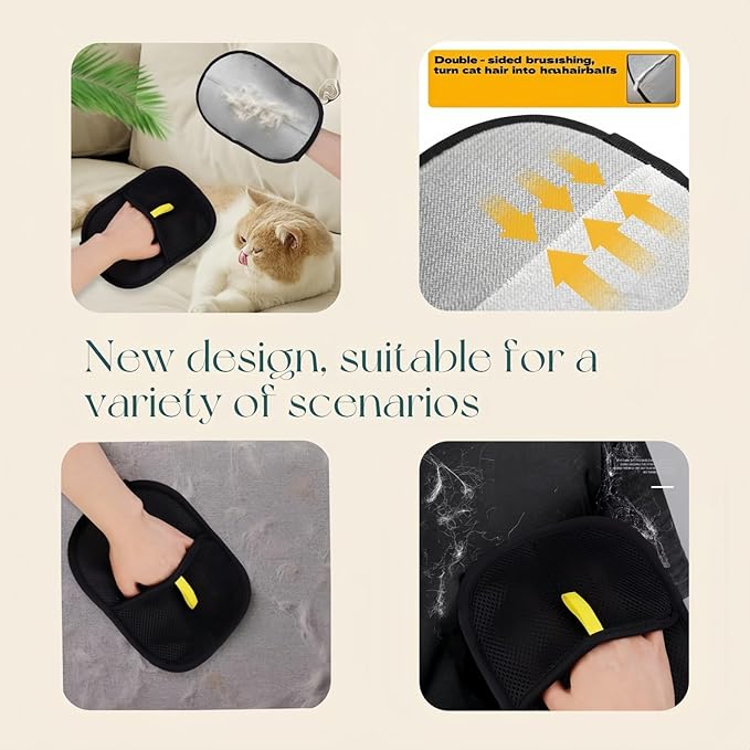 2025 New Pet Hair Removal Glove,pet Hair Remover mitt，for Couch, Furniture, Carpet, Car Seat -Electrostatic Reusable Gloves | Fast Cleaning, for Cat & Dogs (2pcs)
