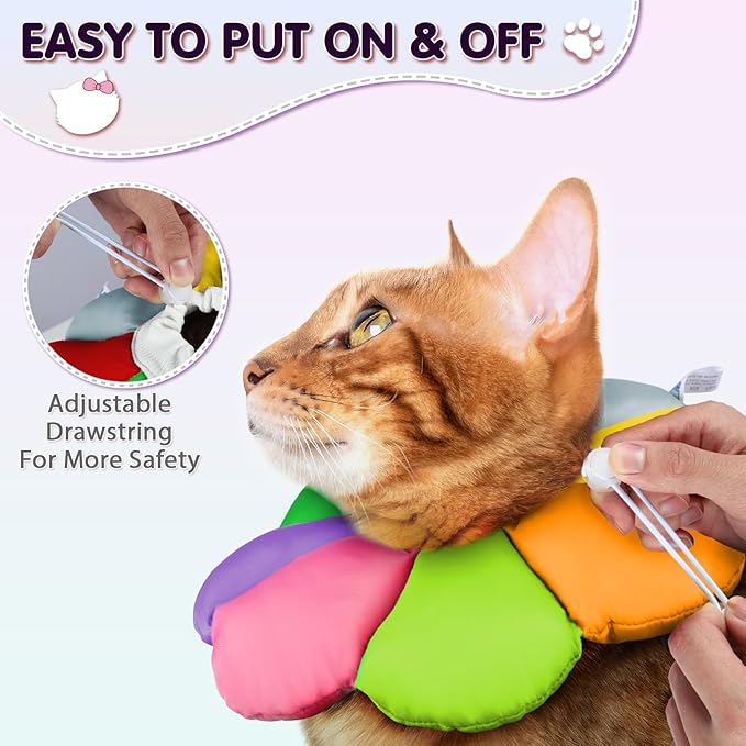 ANWA Cat Cone Collar Soft, Waterproof Cat Recovery Collar, Adjustable Soft Cone for Cats After Surgery