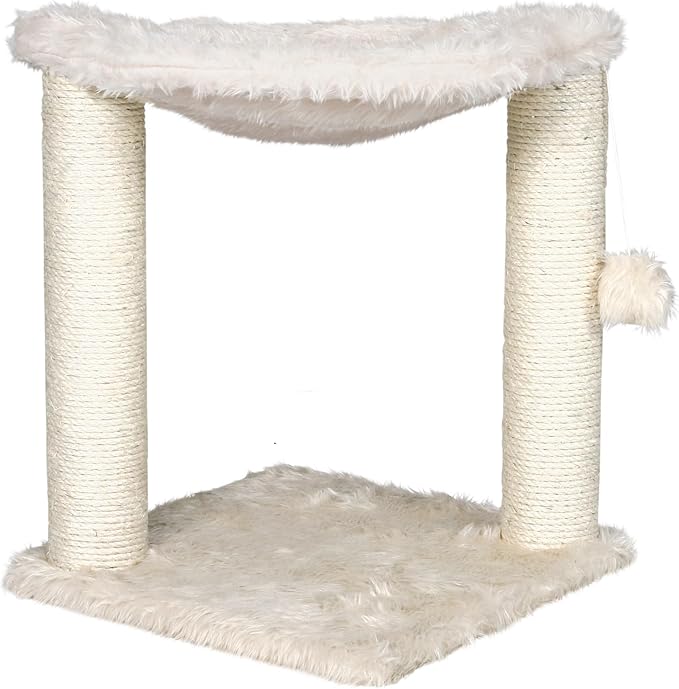 TRIXIE Baza Scratching Post with Hammock | 16" Base, Cream, Small