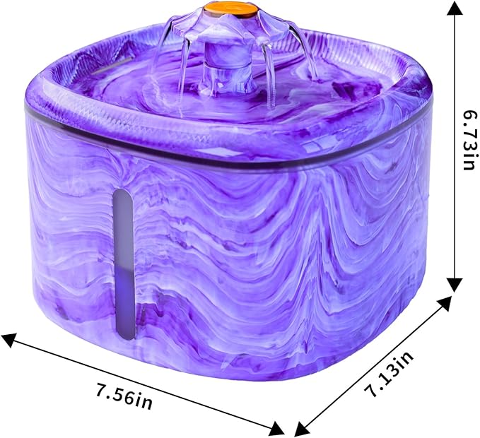 Cat Water Fountain Purple: Automatic Flower Pet Water Fountain for Cats Indoor-84oz/2.5L, Cute Cat Fountain for Drinking, LED Blue Light, Upgraded Ultra Quiet Pump, Gifts for Cats, Dogs (8Filters)