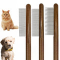 3 Pack Solid Wood Cat Combs, Dog Combs Cat Comb for Removing Tangles and Knots Flea Lice Comb with Rounded Stainless Steel Teeth Pet Comb Grooming Tool for Cats,Dogs and rabbits