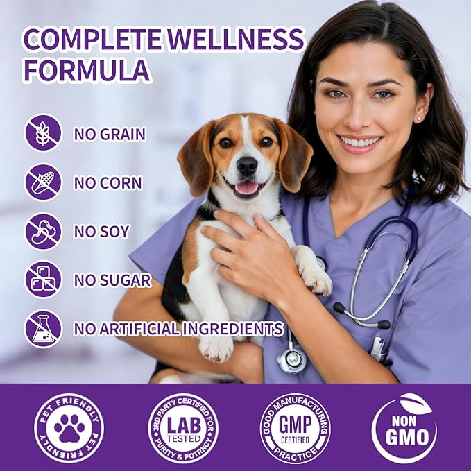 40 in 1 Dog Vitamins and Supplements 200Ct Dog Multivitamin Chewable, Immunity Support Multivitamin Vitamins with Turkey Tail Mushroom, Skin & Coat, Mobility, Gut & Heart Health, Hip & Joint Support