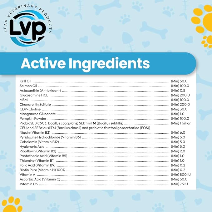 Multivitamins &Supplements for Dogs - Krill Oil, Omega 3,6,9, pre&probiotics, Essential Vitamins, for Hip & Joints, Skin &Coat,Digestive, Immunity Support (90 Chews)