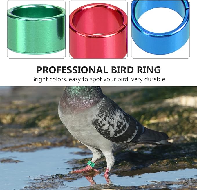 YARNOW 18Pcs Aluminum Pigeon Rings - Colorful Bird Identification Bands for Pigeon Foot Tagging and Leg Marking Reusable Lightweight Bird Bands for Doves Quail and Poultry