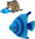 Cat Toys with Catnip & Bell Soft Natural Cat Nip Toys for Indoor Cats Hand Crocheted Interactive Kitten Fish Toys
