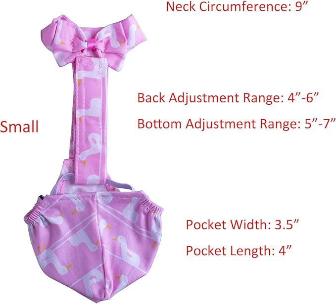 BestParts Adjustable Diaper Waterproof Reusable Diapers, Cloth Diaper Wearable Poultry for Farm Pet Goose, Pet Duck,Pet Chicken, Adhesive Version (Pink Swan, S(0.55-2.2pounds), 1, Count)