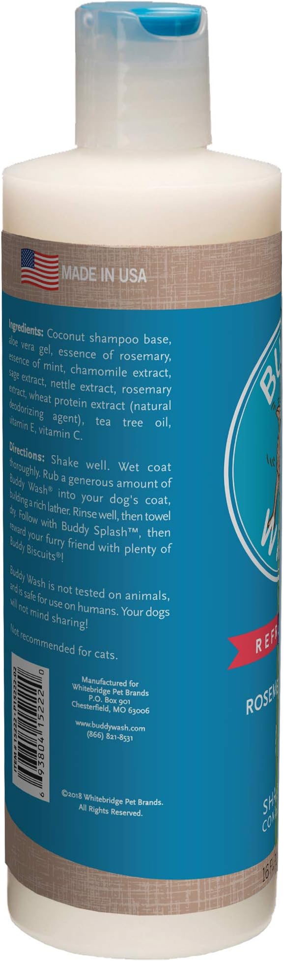 Buddy Biscuits Wash Dog Shampoo & Conditioner for Dogs with Botanical Extracts and Aloe Vera, 16 ounce Bottle (15222)