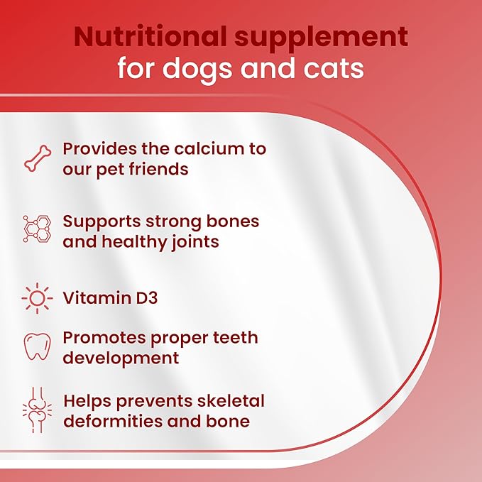 Bio PetActive D-Kaltabs Calcium Phosphorus Supplement for Dogs & Cats with Vitamin D3 - Supports Strong Bones, Teeth & Nails - Healthy Growth & Development - 84 Chewable Tablets