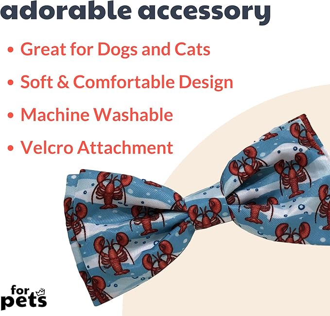 Huxley & Kent Pet Bow Tie for Dogs & Cats - Adjustable Hook & Loop Collar Accessory - Cute & Comfortable for Holidays & Celebrations - Lobster Roll, Large