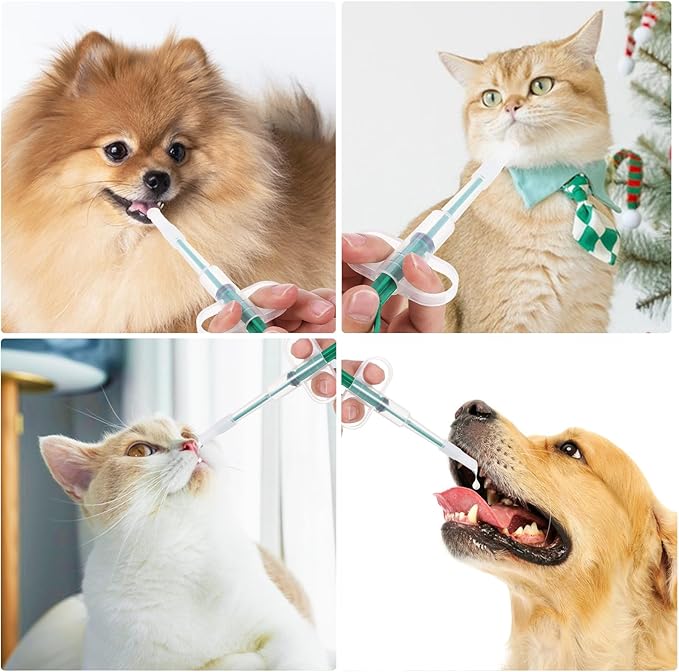 Oruola 3pcs Cat Pill Dispenser,Pet Pill Shooter,Pills Pusher for Cats Dogs with 6 Heads,Pet Feeding Dispenser Tool for Small Animal,Cat Feeding Push Pull(Red Blue Green)