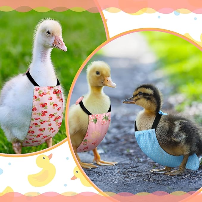 DoubleFill 6 Pcs Chicken Diapers for Indoor Chickens Reusable Washable Duck Diapers with Bowtie Adjustable Ducklings Pet Poultry Potty Training Clothes for Rooster Chicken Geese(Cute,L)