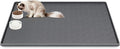 Lanstics Cat Food Mat, 42" x 29" Large Silicone Mat Cat Feeding Mat with Raised Edge Non-Slip Pet Feeding Mat for Food and Water Bowl, Easy to Clean, Floor Protection (Dark Gray)