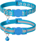 Taglory Kitten Collar Breakaway with Bell, Reflective Soft Cat Collar for Small Kittens, Adjustable 6-8 Inch High Visibility Night Strip, Lightweight for 2-6 Months Baby Cats, 2 Pack, SkyBlue