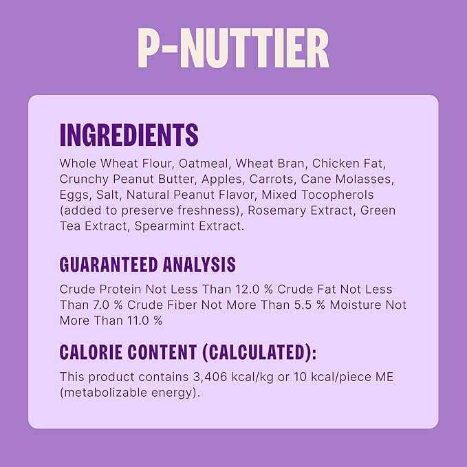 Wellness Old Mother Hubbard Classic P-Nuttier Dog Biscuits, Natural Training Treats, Peanut Butter Flavor, Large Size, 6 lb Box