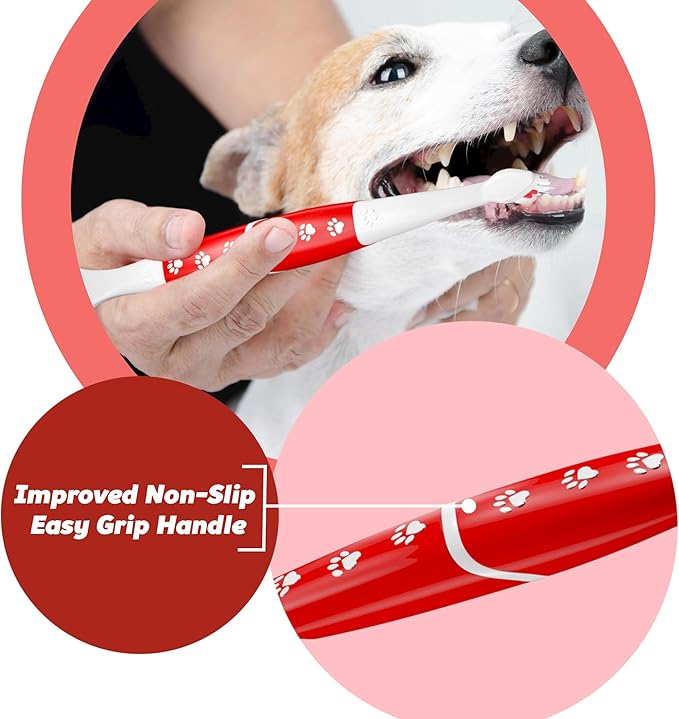 Pet Toothbrush for Dogs, Cats with Soft Bristles - Easy Teeth Cleaning & Dental Care, Non Slip Dual Head Dog Toothbrush for Medium & Large Pets, Toothpaste Not Included, Pack of 1