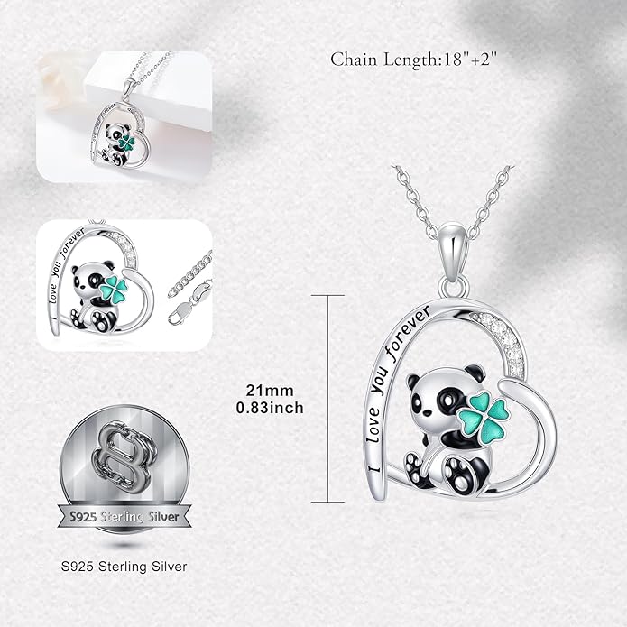 Guinea Pig/Raccoon/Butterfly/Panda/Hummingbird/Giraffe/Rabbit Necklace 925 Sterling Silver Animal Pendant Jewelry Gift for Women Mom