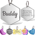 Anavia Personalized Pet ID Tags, Stainless Steel Glossy Laser Engraved Dog Cat Collar Name Tags, Multiple Colors Shapes Sizes (Hexagon, Regular)