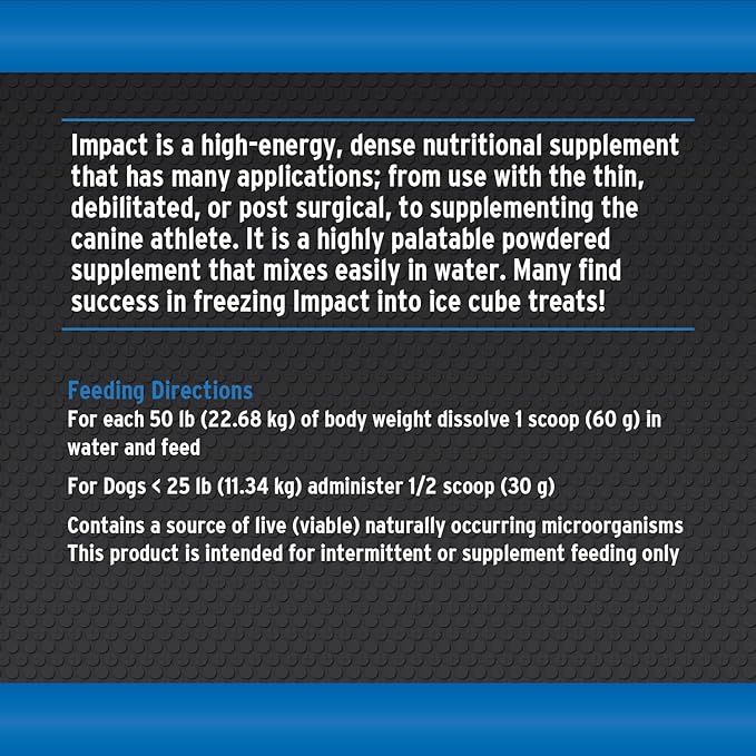 Annamaet Impact – High-Energy Dense Nutrition Supplement for Dogs – Helps Support Healthy Weight in Canine Athletes, Dogs with Fast Metabolism - 1 lb