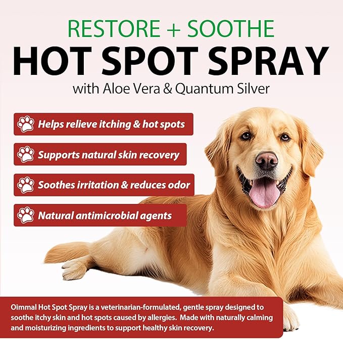 Hot Spot Spray Treatment for Dogs, 2025 Upgraded Hot Spot & Itch Relief Skin Spray for Dog, Irritated Dry Itchy Skin, Allergies, and Dermatitis, Scratching and Licking, Reduces Topical Inflammation
