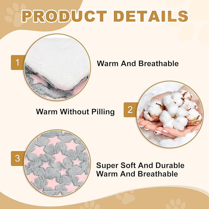 Dog Cat Bed Mat, Soft Coral Fleece Pet Cushion Pad with Cute Star Print, Warm Washable Pet Bed 23x18 Inches, (Gray Pink), Intended for Medium Small Dog Cat