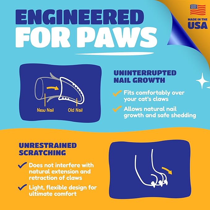 Soft Claws Cat Nail Caps for Small Cats – (40 Caps, Green and Orange) - Made in USA - Veterinarian-Developed | Protects Furniture & Skin - Easy to Apply, Long-Lasting Anti-Scratch Soft Cat Claw Covers