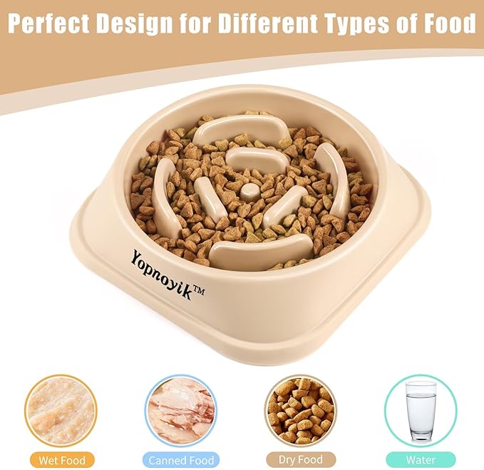 2 Pack Slow Feeder Dog Bowls for Healthy Eating, Non-Slip and Anti-Choking Design, Reduces Bloating & Overeating for Large Dogs, Easy to Clean