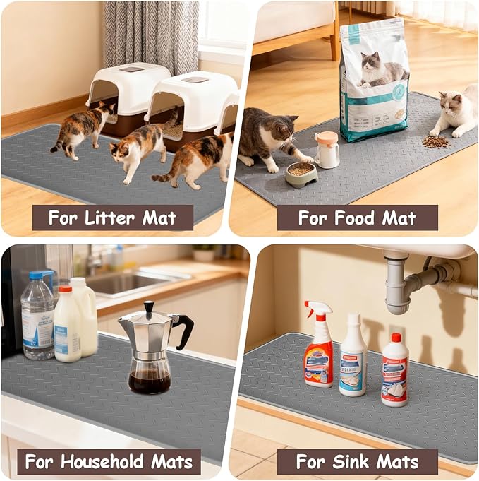 Cat Litter Mat, Extra Large 51" x 26" Litter Box Mat, Silicone Cat Litter Trapping Mat for Litter Box Scatter Control,Waterproof and Easy to Clean