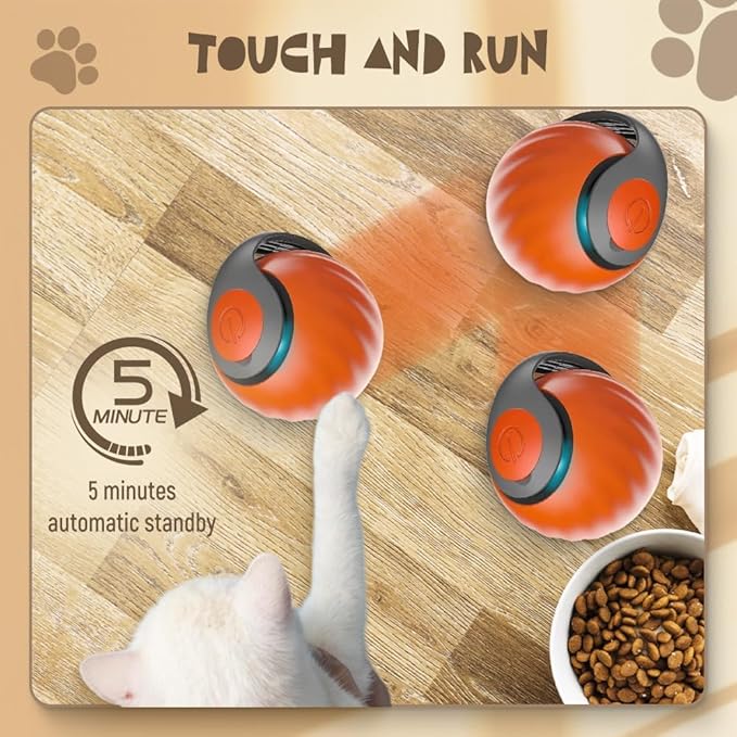 Upgrade Speedy 3.0 Tail Cat Toy, 2026 New Speedy Tail Interactive Cat Toy for Indoor Cats, USB Rechargeable Automatic Moving Smart Cat Toys Ball with Tail Two Speed Adjustment (Orange, 2PCS)