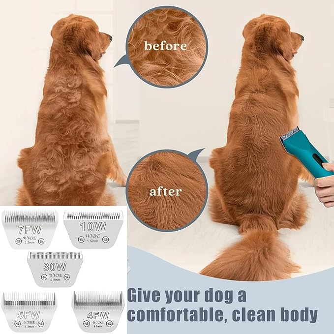 Audoc Wide Blades for Dog Grooming Blades Compatible with Andis,Oster A5,Wahl km10 Dog Clippers Stainless Steel Blades Blades for Animal Dog,Cat,Horse, (#30W(0.5mm)/2PCS)